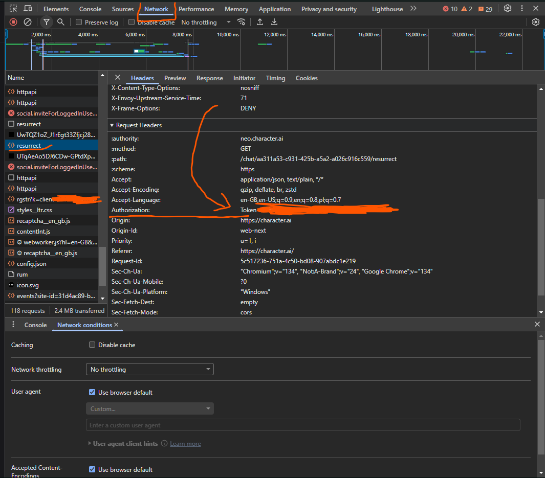 Token location example